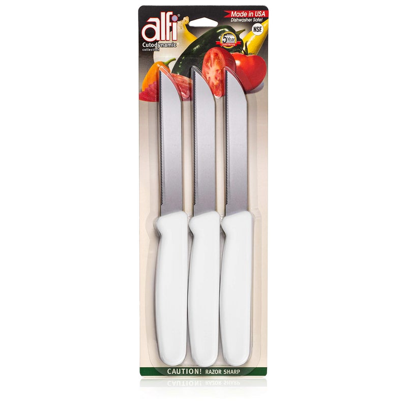 Alfi All-Purpose Knives Aerospace Precision Pointed Tip - Home And Kitchen Supplies - Serrated Steak Knives Set | Made in USA (Classic White) - Image 1