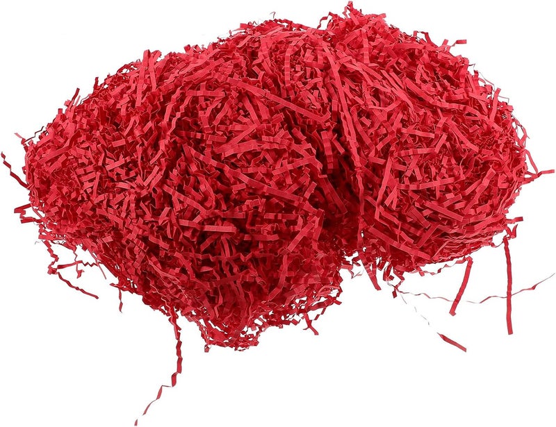 BATHVEVE Red Crinkle Shredded Tissue Paper 200g Box Filler for Packaging, Party Basket Stuffing, Wrapping Paper Shred for Cosmetics and Wine Boxes - Image 1