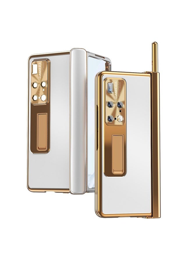 HuHa Case Cover For Huawei Mate X2 Aluminum Alloy Double Hinge Shockproof Phone Protective Case(Silver Gold) - Image 1