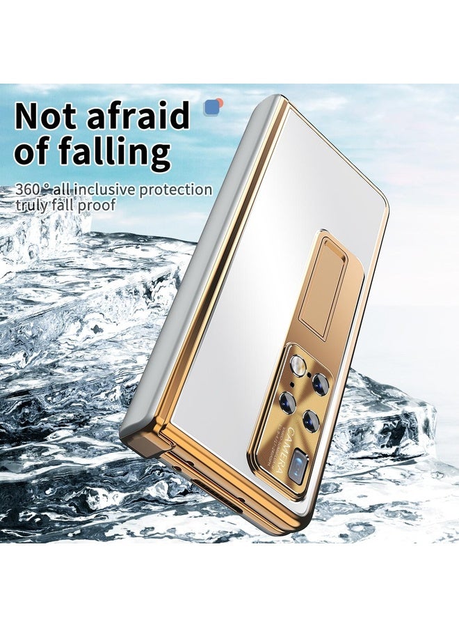 HuHa Case Cover For Huawei Mate X2 Aluminum Alloy Double Hinge Shockproof Phone Protective Case(Silver Gold) - Image 5