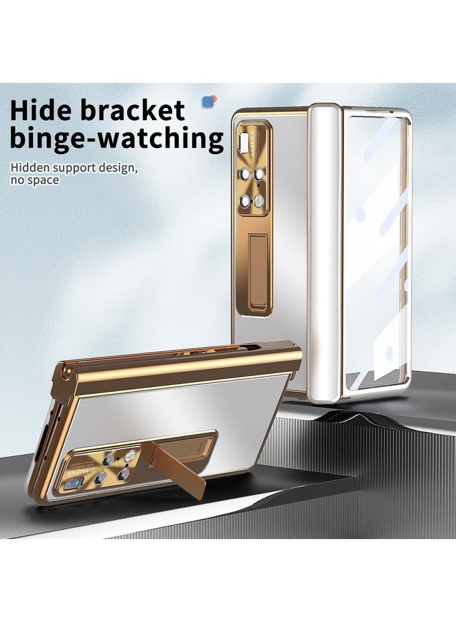 HuHa Case Cover For Huawei Mate X2 Aluminum Alloy Double Hinge Shockproof Phone Protective Case(Silver Gold) - Image 2