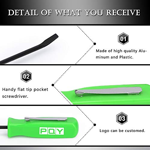 PQY Pocket Magnetic Screwdriver Slotted Head With Magnet Top + Mini Pry Bar Set Green - Image 4