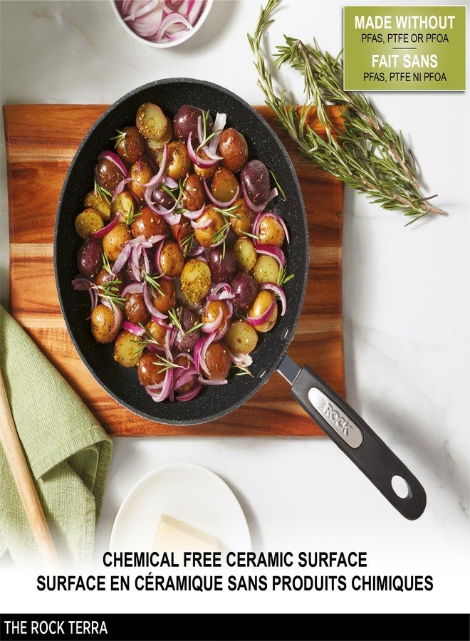 Starfrit The Rock Terra 30cm (12'') Ceramic Non-Stick Fry Pan - Thick Aluminum Base - PFOA Free - Easy to Clean - Black Marble - Image 4