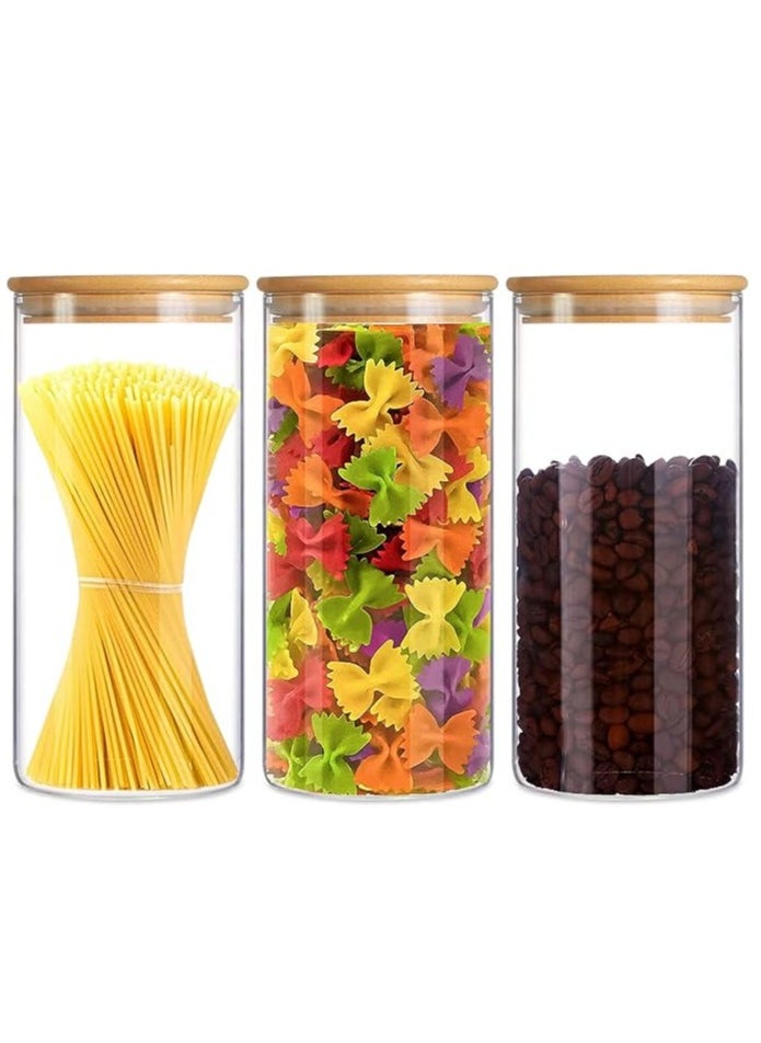 Generic Glass Storage Jar Kitchen Food Containers with Bamboo Lid 900ML  - Image 1