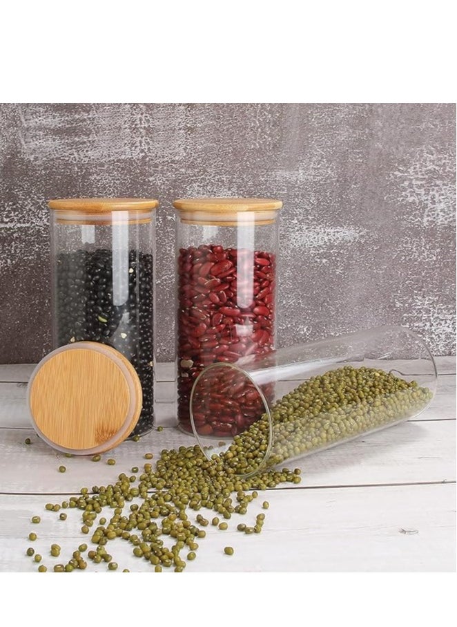 Generic Glass Storage Jar Kitchen Food Containers with Bamboo Lid 900ML  - Image 2