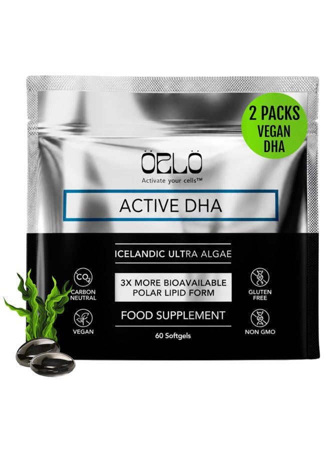 Orlo DHA Vegan DHA Omega 3 Dietary Supplement Triple Omega-3 Effect Vegetable DHA & EPA Omega-3 Algae Oil Fatty Acids or Fish Oil Alternative (120 Mini Soft Capsules) - Image 1