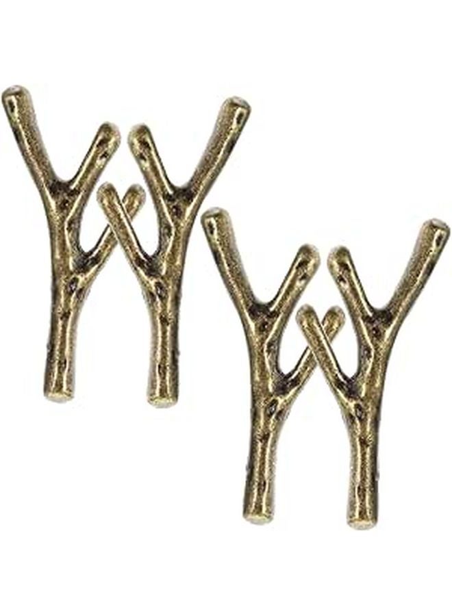 Vintage Branch Shaped Cabinet Knobs 4PCS Single Hole Metal Drawer Handles - Image 1