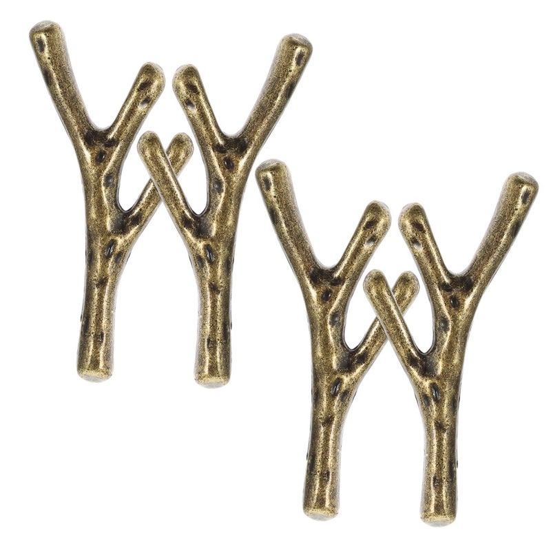 Vintage Branch Shaped Cabinet Knobs 4PCS Single Hole Metal Drawer Handles - Image 2