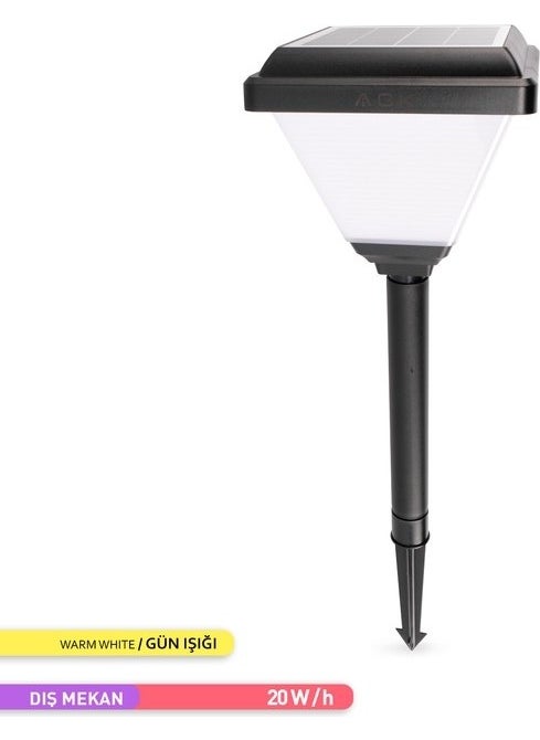 ACK - Solar LED Garden Luminaire 3000K Set Top and Pile Solar Powered Garden Lighting Transparent - Image 1