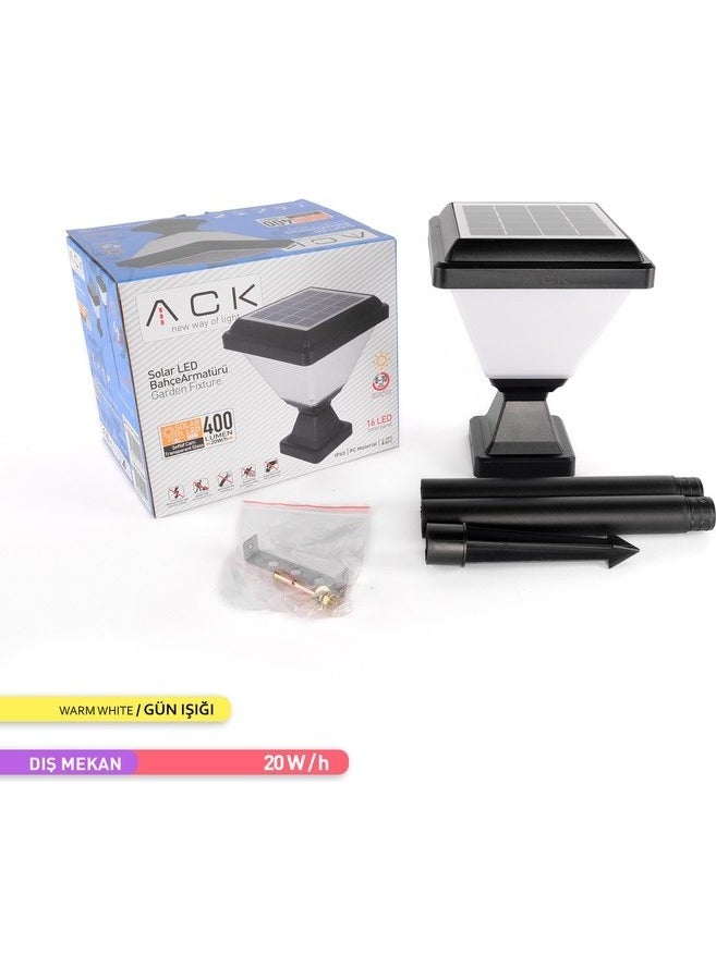 ACK - Solar LED Garden Luminaire 3000K Set Top and Pile Solar Powered Garden Lighting Transparent - Image 1