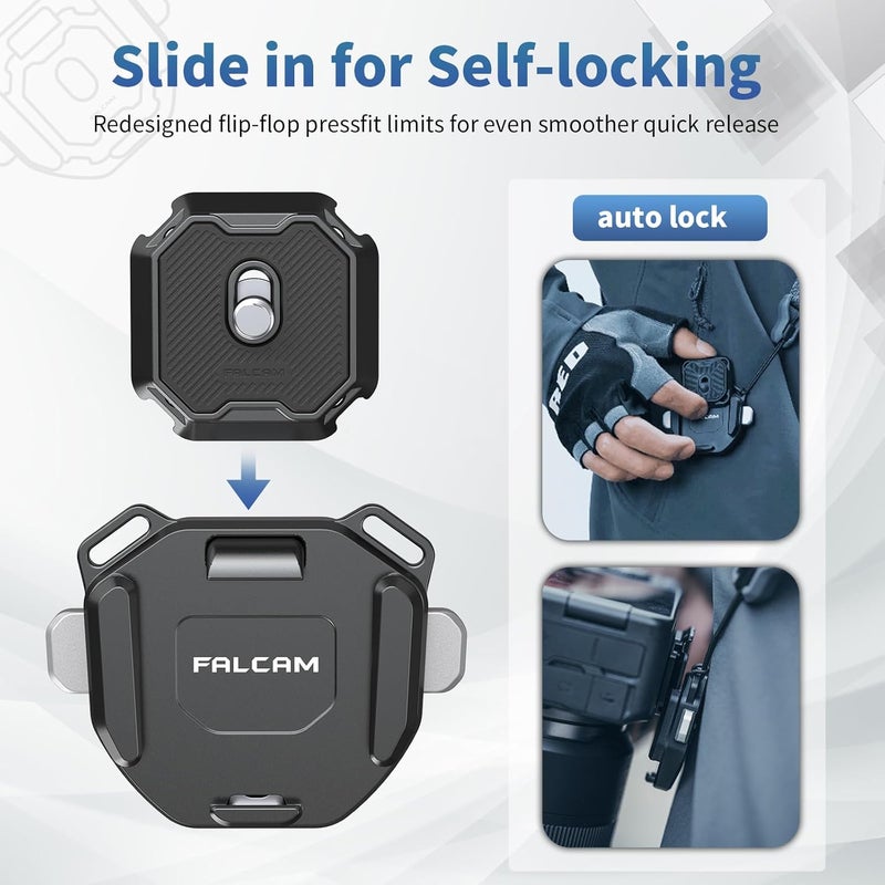 FALCAM F38 Camera Strap Quick Release Kit, Camera Holder for Neck/Shoulder Strap, Plate and Base - 3142 - Image 2