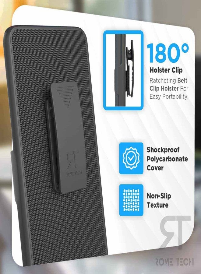 ROME TECH Designed for Motorola Edge (2022) Case with Belt Clip Holster - Kickstand Cover Phone Case - Black - Image 3
