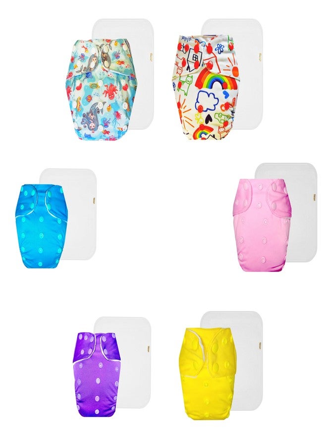حفاضات دمبلدو القماشية الممتازة مع حشوة قطنية (عبوة من 6 قطع) | ملائمة محكمة | مانعة للتسرب | أزرار كبس قابلة للتعديل | تغيير حفاضات بدون قلق | من 3 أشهر إلى 3 سنوات | للجنسين - Image 1