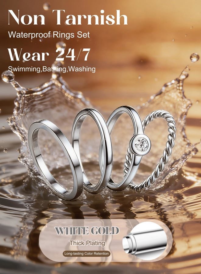 Yadoca 8pcs 2MM Stainless Steel Rings for Women Men 14K Gold Plated Stacking Rings Fashion Simple Plain Knuckle Stacking Midi Thumb Dainty Thin Heart Knot Stackable Statement Band Rings Set Size 5-11 - Image 3