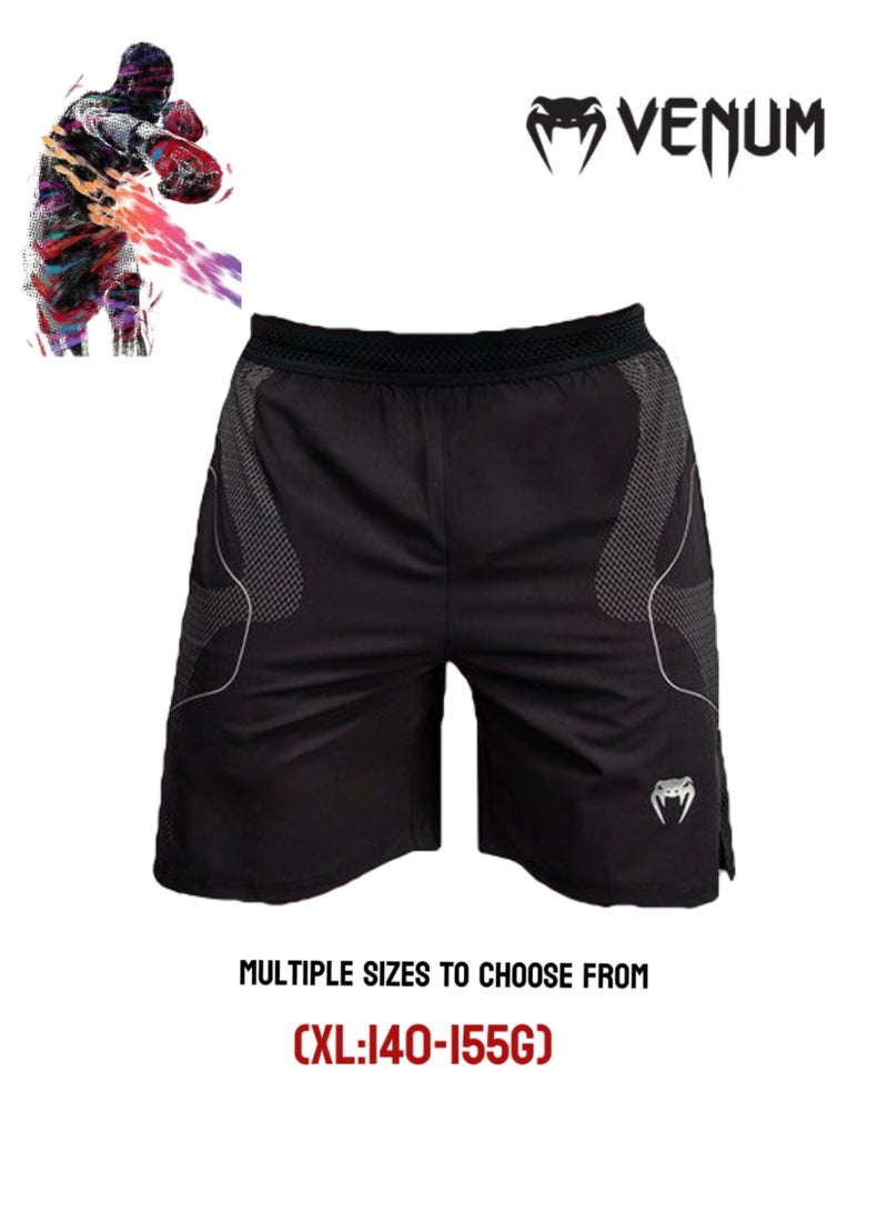 فينوم ﻿  VENUM Black-Silver Fight Shorts, ملاكمة / مواي تاي / MMA بنطلون تدريب, خيارات متعددة الأحجام, سريع الجفاف التنفس اللياقة البدنية الرياضية القصيرة (الحجم XL) - Image 1