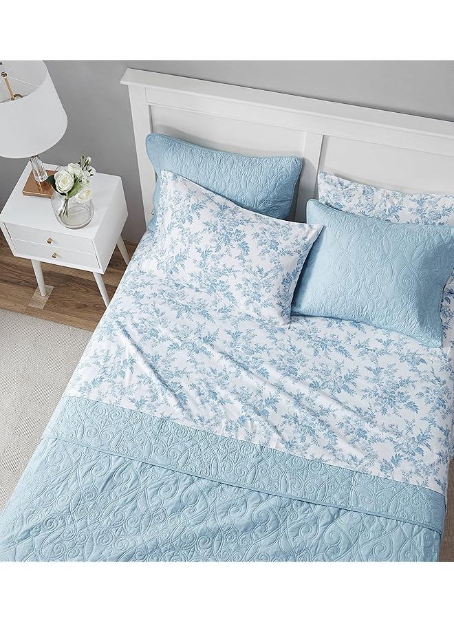 LAURA ASHLEY - Twin Sheet Set Cotton Flannel Bedding Brushed For Extra Softness And Comfort Vanessa Blue Twin - Image 1