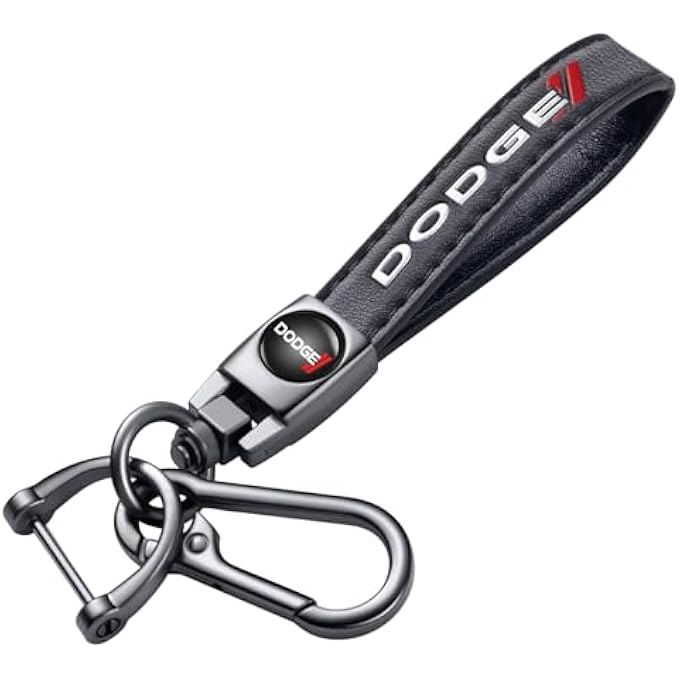 Dodge GENUINE LEATHER CAR KEYCHAIN KEY CHAIN FOR MEN AND WOMEN FAMILY PRESENT KEY RING ACCESSORIES(BLACK) - Image 1