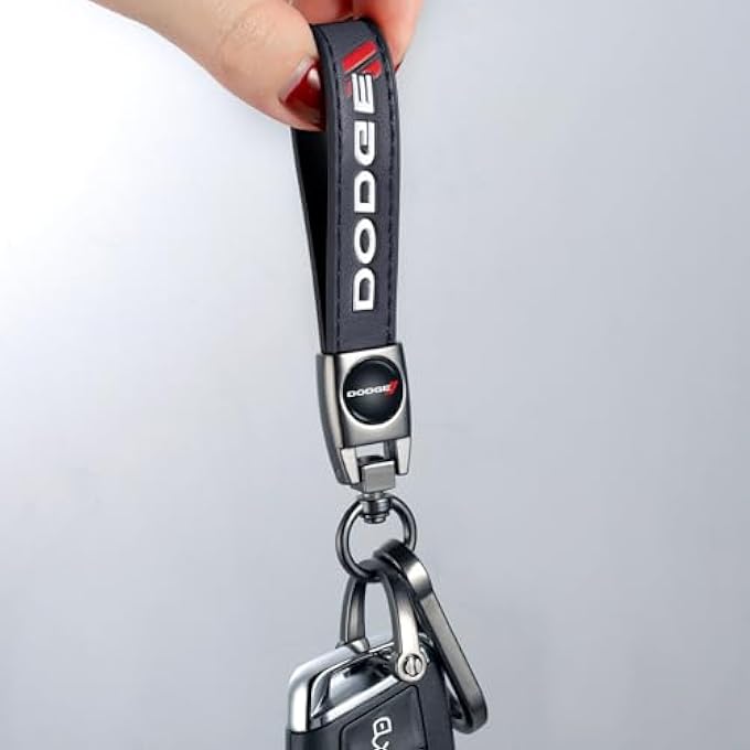 Dodge GENUINE LEATHER CAR KEYCHAIN KEY CHAIN FOR MEN AND WOMEN FAMILY PRESENT KEY RING ACCESSORIES(BLACK) - Image 2