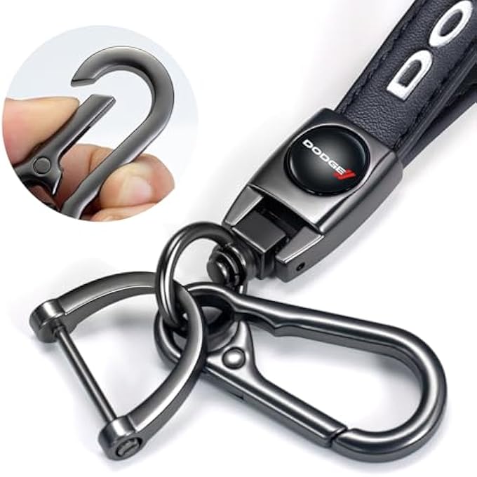 Dodge GENUINE LEATHER CAR KEYCHAIN KEY CHAIN FOR MEN AND WOMEN FAMILY PRESENT KEY RING ACCESSORIES(BLACK) - Image 3