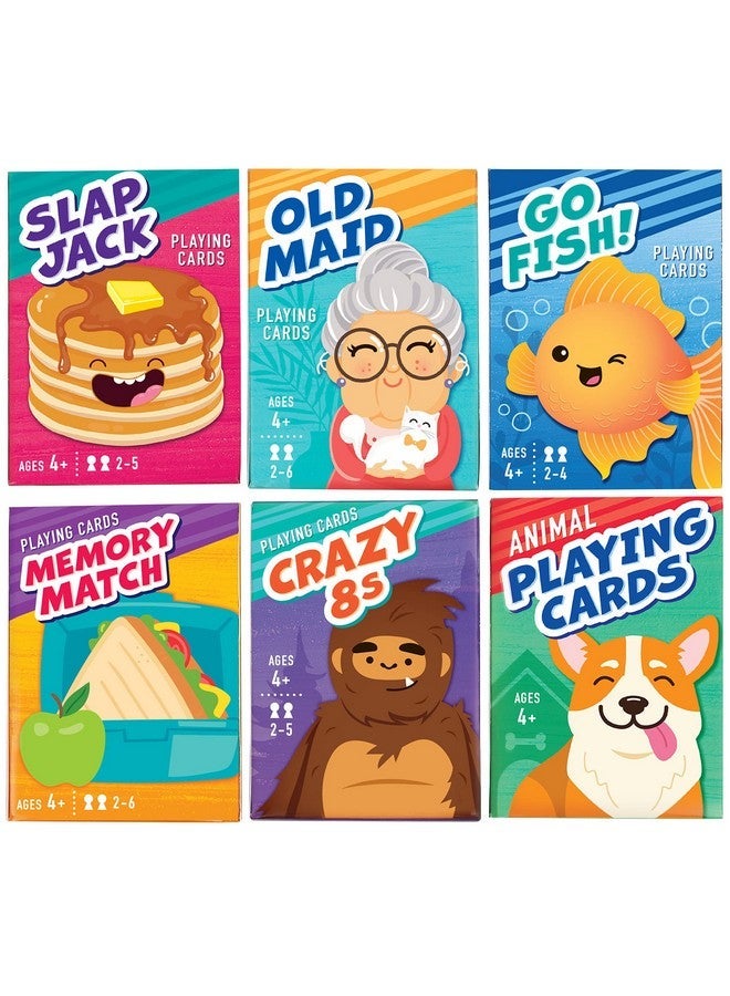 LotFancy Card Games for Kids, 6 Decks, Go Fish, Old Maid, Crazy Eights, Memory Match, Slap Jack, Animal Playing Cards, Easter Basket Stuffers, Stocking Stuffers, Birthday Gifts - Image 1