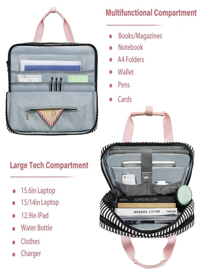 Bosidu Laptop Bag for Women Computer Bags 15.6 Inch Laptop Case,Water Resistant Canvas Women Briefcase for Work,Business,Travel (Pink) - Image 4