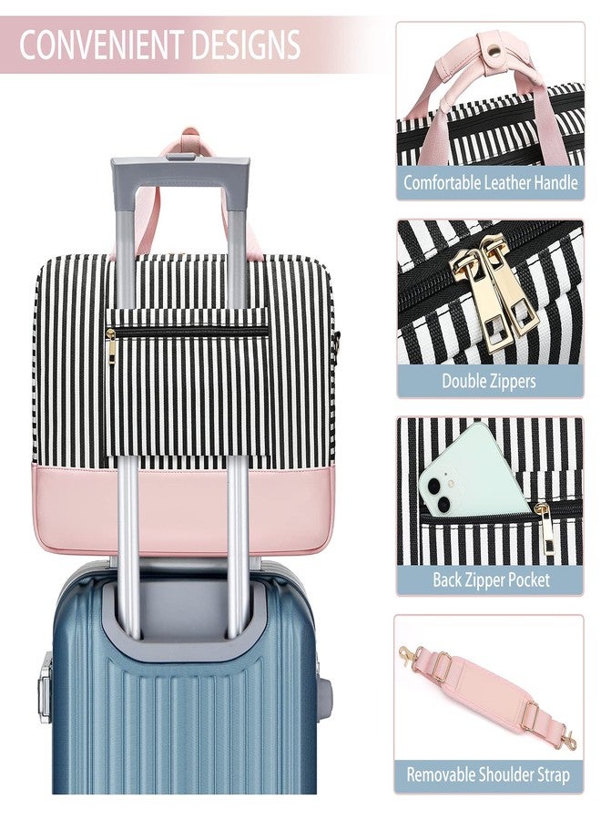 Bosidu Laptop Bag for Women Computer Bags 15.6 Inch Laptop Case,Water Resistant Canvas Women Briefcase for Work,Business,Travel (Pink) - Image 5