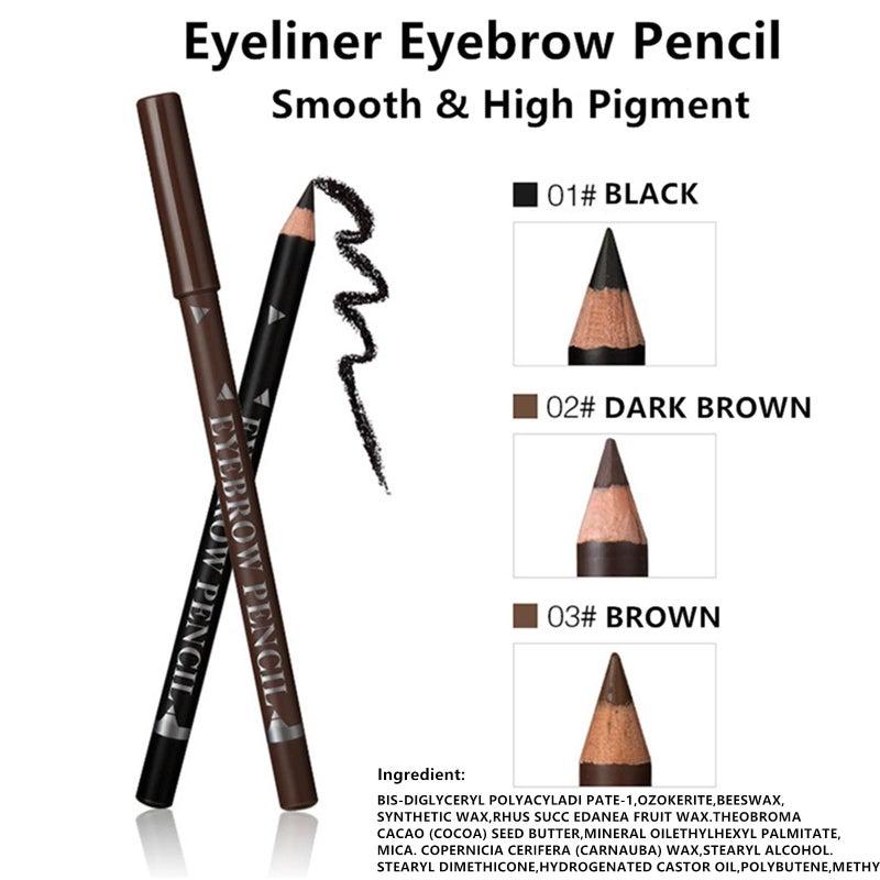 Go Ho 6 PCS Eyebrow Eye Liner Pencil Set,Easy to Color Sweatproof Eye Brow Pencil,Professional Long-lasting Eyeliner Gel Makeup Brow Tint Pen,3 Colors(Black,Brown,Dark Brown) - Image 3