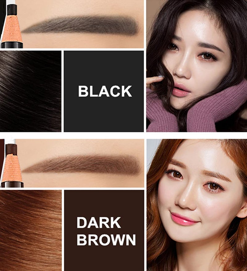 Go Ho 6 PCS Eyebrow Eye Liner Pencil Set,Easy to Color Sweatproof Eye Brow Pencil,Professional Long-lasting Eyeliner Gel Makeup Brow Tint Pen,3 Colors(Black,Brown,Dark Brown) - Image 4