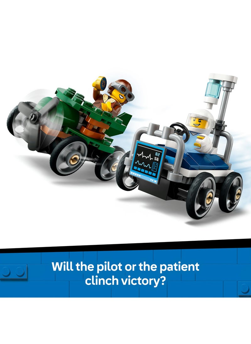 LEGO City Aeroplane vs. Hospital Bed Race Car Pack Soapbox Racing Toy 60459 (70) Pieces  - Image 5