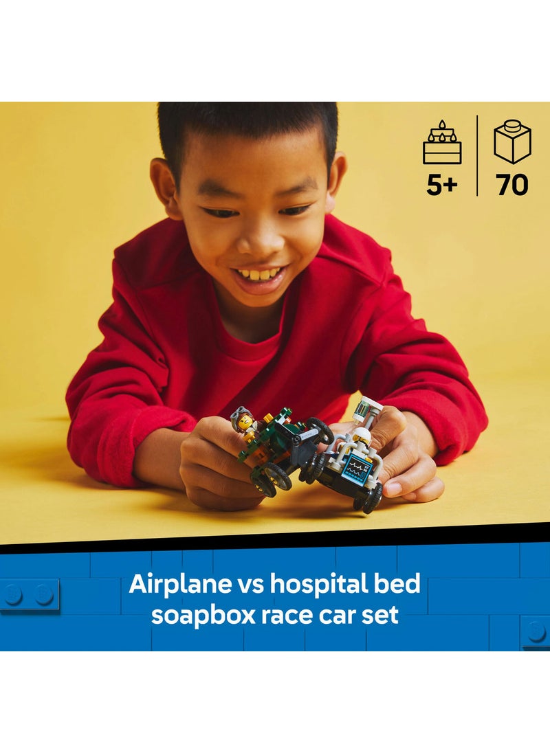 LEGO City Aeroplane vs. Hospital Bed Race Car Pack Soapbox Racing Toy 60459 (70) Pieces  - Image 3