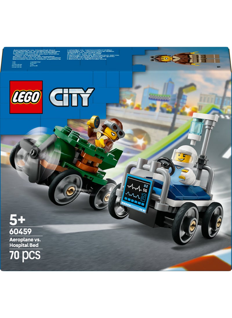 LEGO City Aeroplane vs. Hospital Bed Race Car Pack Soapbox Racing Toy 60459 (70) Pieces  - Image 2