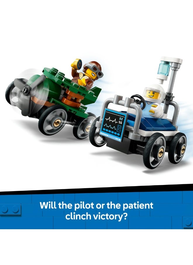 LEGO City Aeroplane vs. Hospital Bed Race Car Pack Soapbox Racing Toy 60459 (70) Pieces  - Image 5