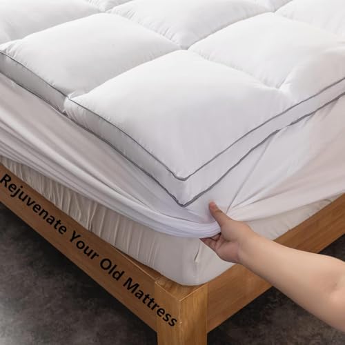 DROVAN Mattress Topper California King Size - Extra Thick Mattress Pad Cover - Pillow Top Deep Pocket with Breathable 7D Spiral Fiber Filling Cooling Mattress Cover - Image 2