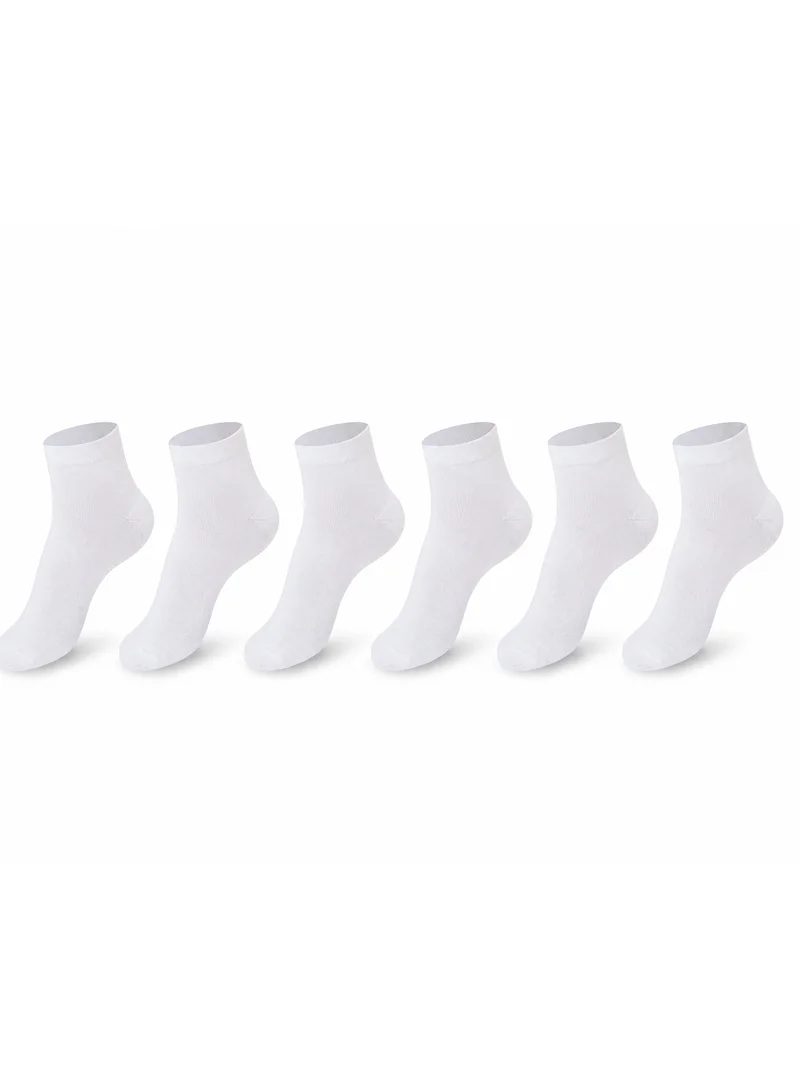 Ampm Mens Cotton-blended Ankle length Socks (PACK OF 6) Lightweight, Ultra-Soft touch, Secure Gentle Grip, Reinforced stitch, Skin Friendly - WHITE