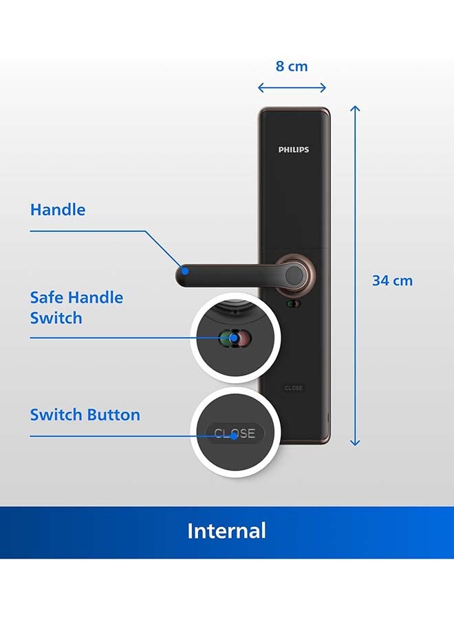 Philips DDL7300-5HWS Smart Lock with Wi-Fi, EasyKey App Control, Fingerprint, RFID, PIN Code, Mechanical Key, Temporary PINs, Automatic Locking Function, Copper Copper - Image 3