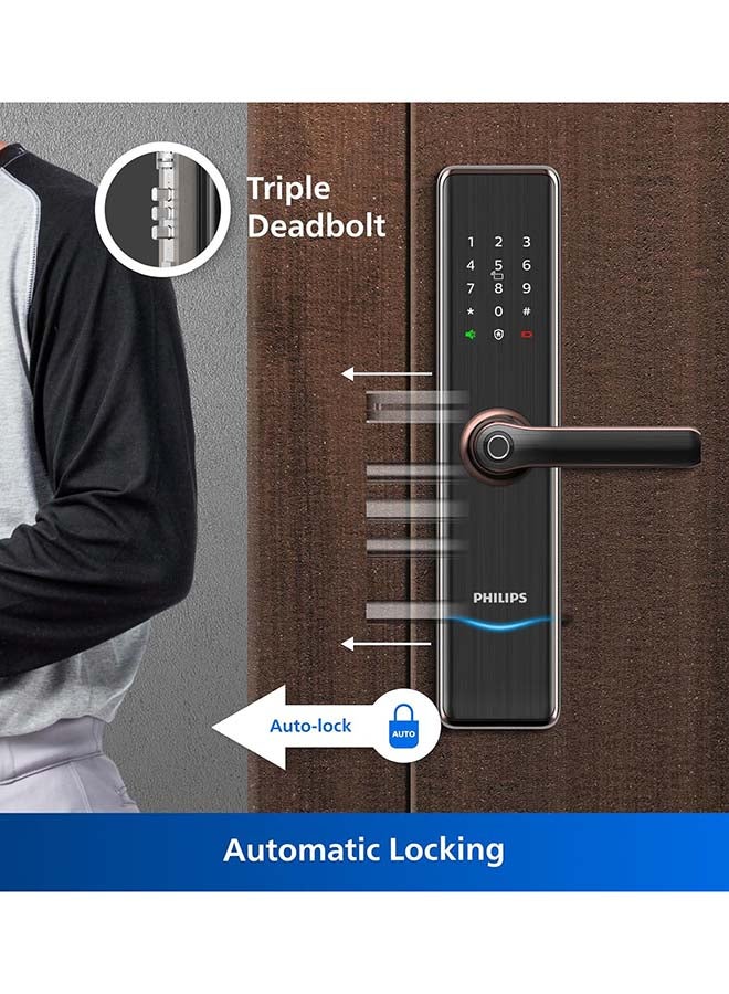 Philips DDL7300-5HWS Smart Lock with Wi-Fi, EasyKey App Control, Fingerprint, RFID, PIN Code, Mechanical Key, Temporary PINs, Automatic Locking Function, Copper Copper - Image 5