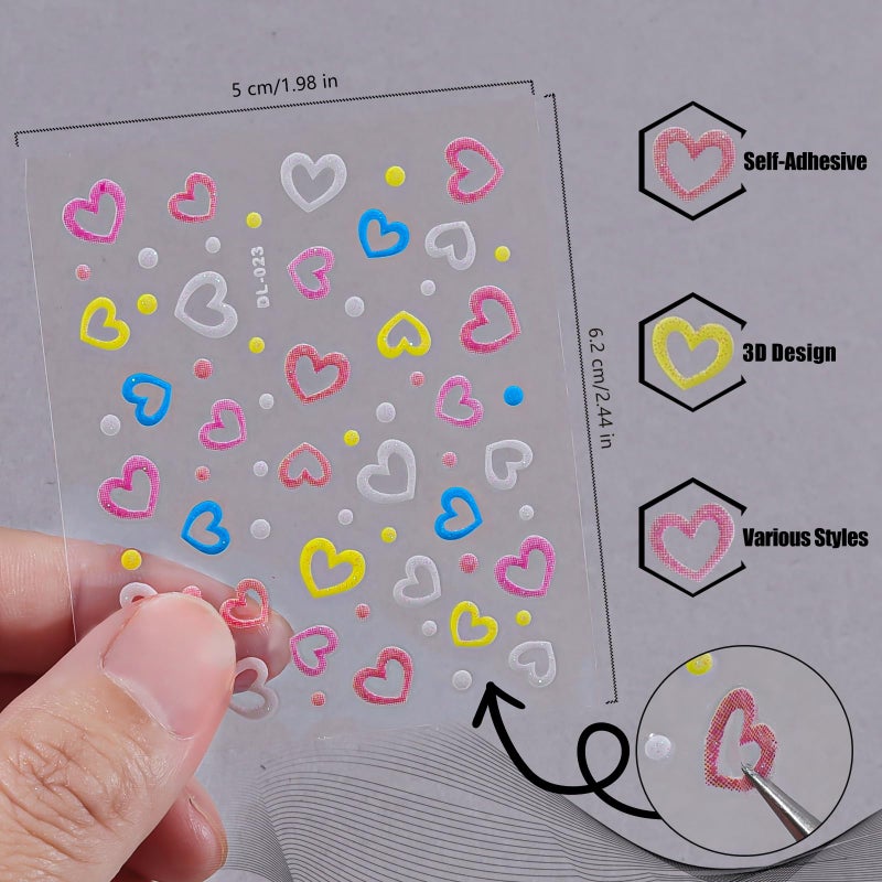Umillars Flower Nail Art Stickers Decals, 30 Sheets Colorful Spring Floral Nail Decals 3D Self-Adhesive Pink White Daisy Heart Star Nail Stickers for Nail Art Design Flowers Pegatinas Para UÃ±as for Women Nails - Image 5