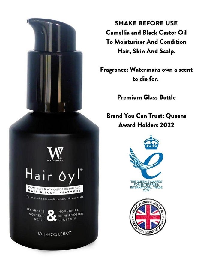 Watermans Hair Growth Oil. Camellia & Black Castor Oil. Scalp & Hair Strengthening Oil Nourishing Hair Treatment Deep Hydration For Healthy Hair Care Skin Care For All Hair Types  - Image 2