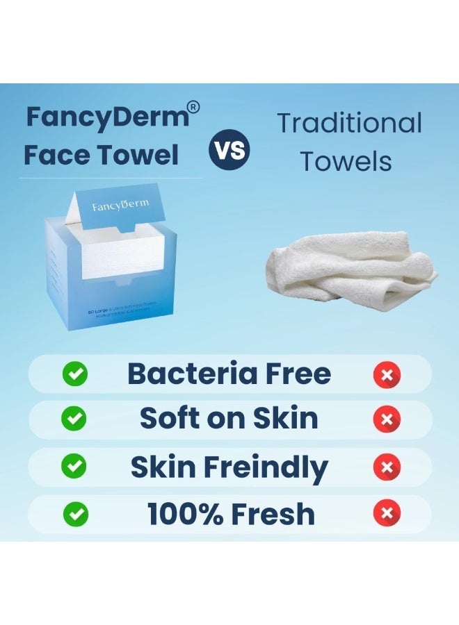 FancyDerm Face towels, Face tissue, Disposable face towels, Facial tissue, 100 count - Pack of 2 - Image 3
