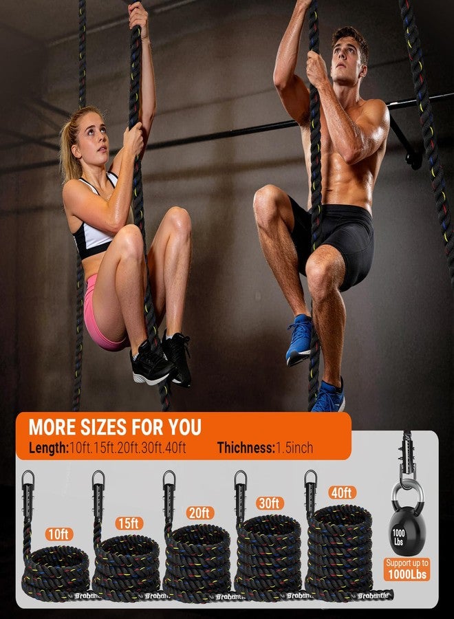 Brobantle Climbing Rope Gym Workout - 1.5 Inch Diameter 10FT Heavy Duty Thick Rope Work Out Exercise Ropes for Adults Home Indoor & Outdoor Fitness and Strength Training - Image 4