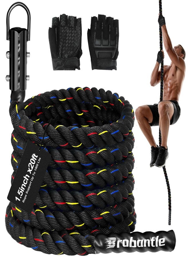Brobantle Climbing Rope Gym Workout - 1.5 Inch Diameter 10FT Heavy Duty Thick Rope Work Out Exercise Ropes for Adults Home Indoor & Outdoor Fitness and Strength Training - Image 1