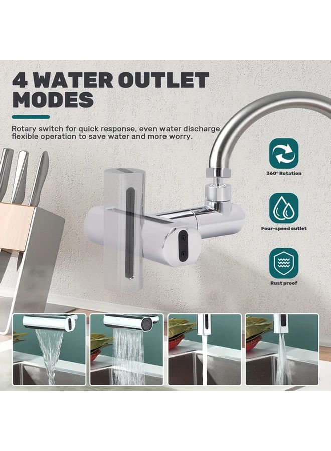 كريستال سيلفري أربعة أوضاع صنبور مطبخ دوار 360 صنبور ماء متعدد الوظائف - Image 5