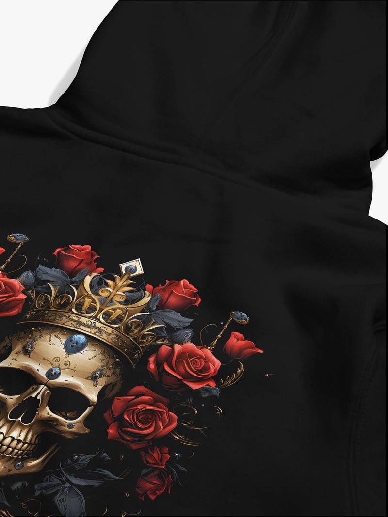 fanideaz Cotton Blend Mens Skull Printed Cotton Regular Hooded Neck Hoodie With Side Pockets_Black_2Xl - Image 3