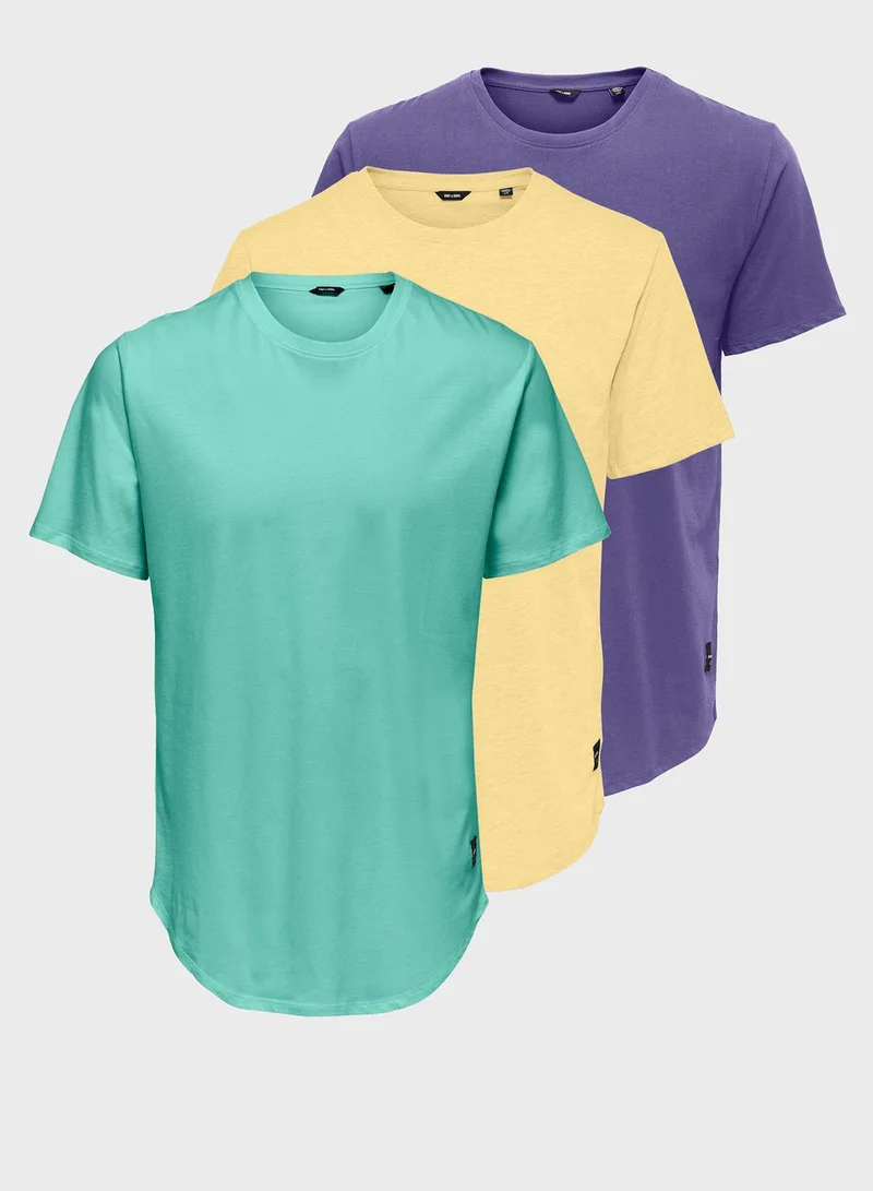 Only & Sons 3 Pack Essential Crew Neck T-Shirt