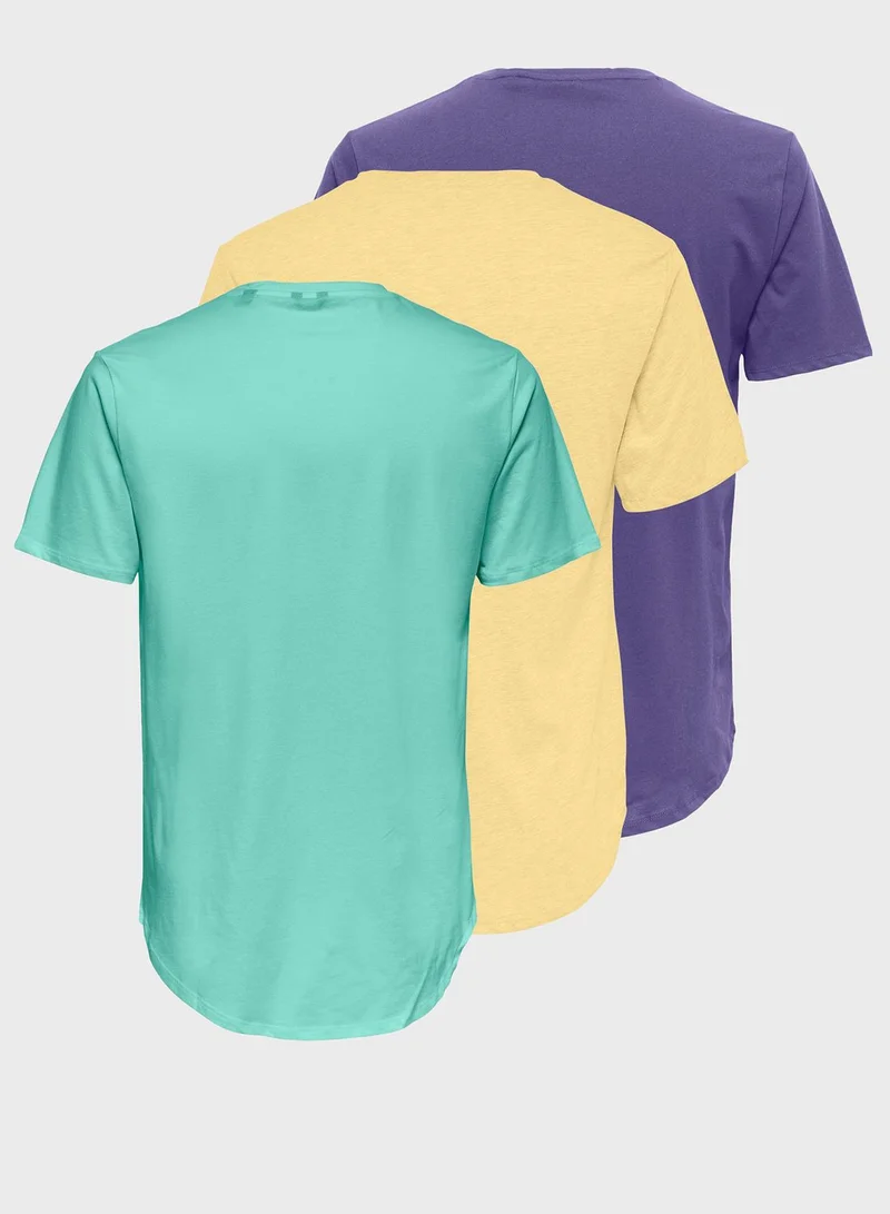 Only & Sons 3 Pack Essential Crew Neck T-Shirt