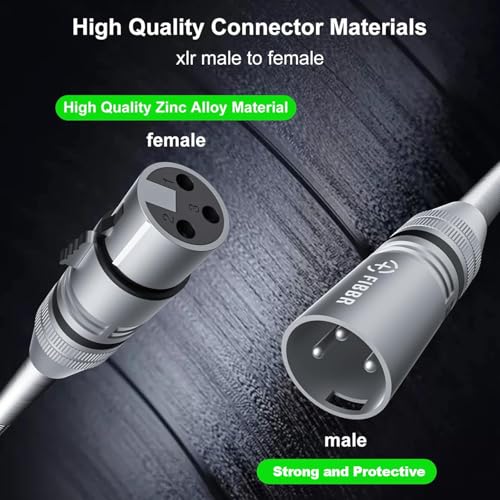 FIBBR XLR Cable 6ft/2M, Microphone Cable Nylon Braided XLR Male to Female Heavy Duty Balanced Microphone Cord Compatible with Preamps/Speaker Systems and More - Image 4