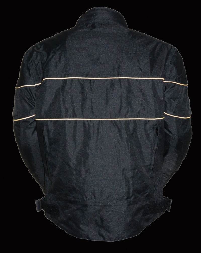NexGen SH2285 Men's Black with Orange Stripes Scooter Style Textile Jacket - 2X-Large - Image 3
