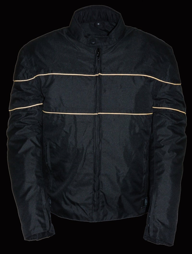 NexGen SH2285 Men's Black with Orange Stripes Scooter Style Textile Jacket - 2X-Large - Image 2