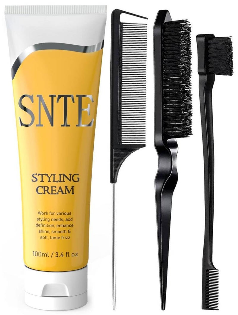 Slick Back Hair Brush  Styling Cream Set Nongreasy Slick Back Hair Products Hair Styling Accessories for Women Kids Hair Styling Products for Different Hair Styles Hair Bun Maker for Flyaways