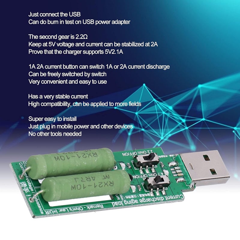 كاشف حمل التيار ثنائي الوضع 1A 2A قابل للتبديل أداة تشخيصية لاختبار بنك الطاقة والشاحن - Image 3